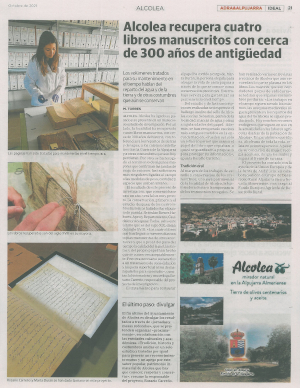 Alcolea recupera cuatro libros manuscritos con cerca de 300 años de antigüedad